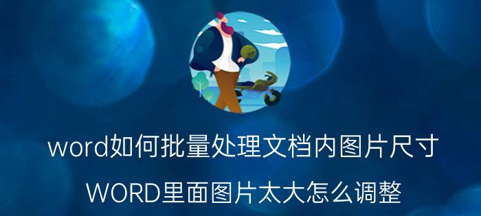 word如何批量处理文档内图片尺寸 WORD里面图片太大怎么调整？